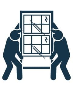 Lift by the main frame, never by glazing bars, and keep units vertical