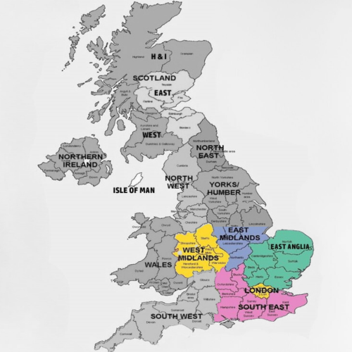 Where Sash Window Shop Online Delivers Sash Window Shop Online delivery areas: London, South East, East Anglia, East Midlands and West Midlands (UK map)